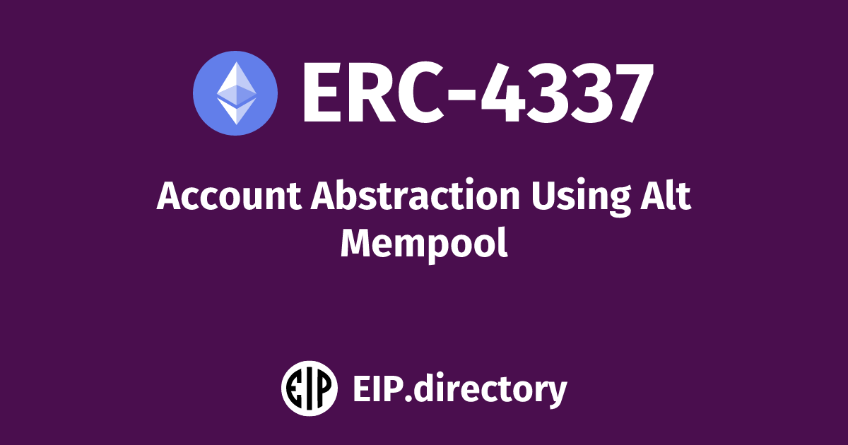 ERC-4337: Account Abstraction Using Alt Mempool